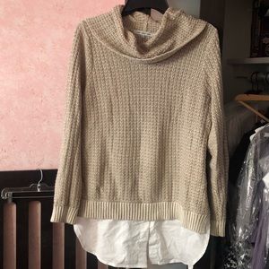 👚Cowl neck 2fer sweater